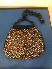 Vintage Multi Colored Beaded Mini Purse Rare 8.5" x 7.5"