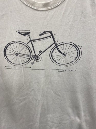 Lakeland White Bicycle Logo T-Shirt Size Medium - Picture 3 of 4