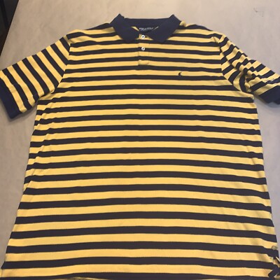 RL Polo Golf Knit Polo Shirt Blue/yellow w/pony Men s XL.   B1