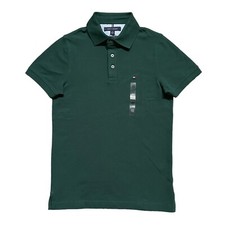 Tommy Hilfiger Men's Slim Fit Dark Green Stretch Mesh Short Sleeve Polo Shirt