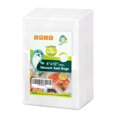 Vacuum Sealer Bags 6'' x 10'' 130 Pint Size for Food, Pre-cut Food Saver Airtig...