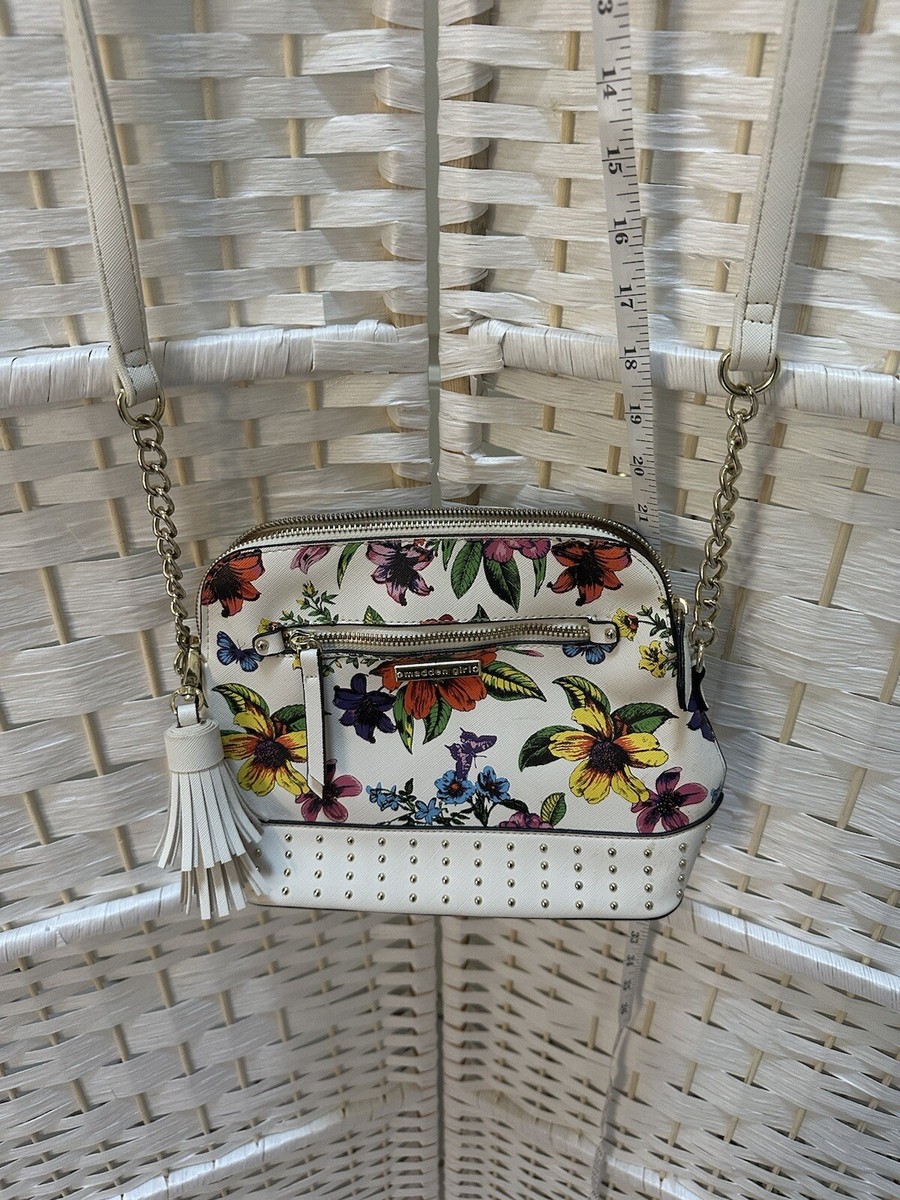 Madden Girl Women's Crossbody Bag White W/Beautiful Floral Print