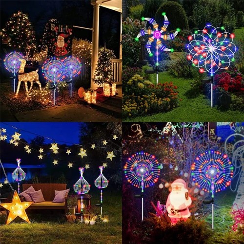 200 LED Solar Firework LED Lights Outdoor Waterproof Path Lawn Garden Decor Lamp - Picture 6 of 36