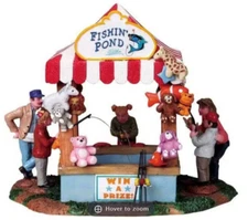 Lemax FISHIN' POND Fishing Carnival Fair Circus Game Booth Lights Up #83685 NEW
