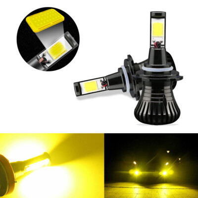 Switchable Flash Gold Yellow 9005 9006 H10 COB LED Bulbs For Fog Daytime Lights