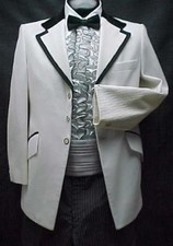 VINTAGE WHITE BROCADE BOYS TUXEDO JACKET or 4pc TUX RETRO MANY SIZES PROM