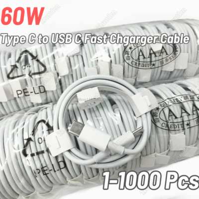 PD 60W USB C to Type C Fast Charger Cable For iPhone 15 16 Pro Max Android Lot