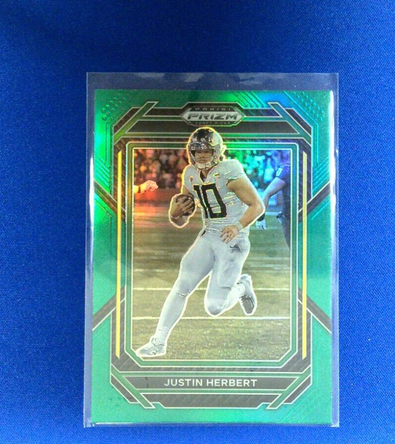 JUSTIN HERBERT 2023 Panini Prizm Draft Picks - GREEN #60 Oregon