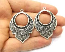 2 Silver Charms Antique Silver Plated Charms 47x33mm G17895