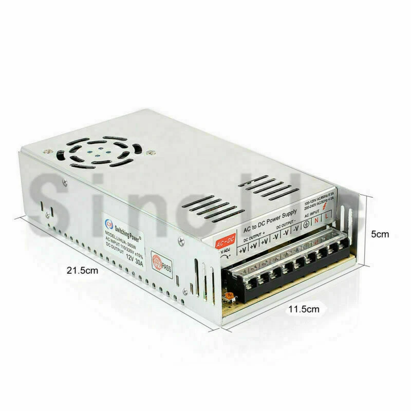 Adaptador convertidor de fuente de alimentación modo conmutado regulado AC TO DC 12V 30A 360W Foto 2 de 4