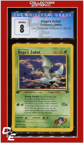 Koga's Zubat (1st Edition) graded CGC 8 for sale on eBay