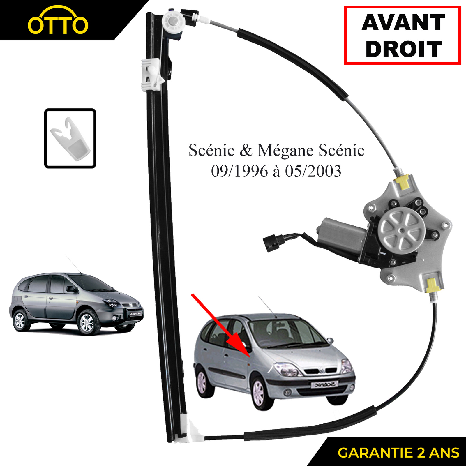 Lève-vitre électrique avant droit pour Renault Scénic 1 phases 1 et 2 OE 7700838591