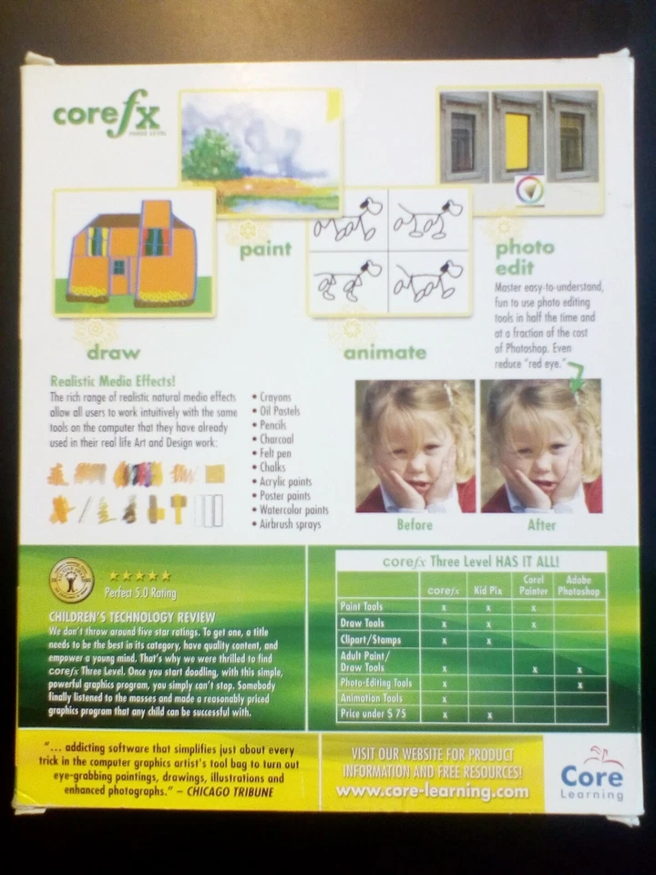 Core Learning CoreFX Three Level  Animate/Draw/Photo Edit  Software PC- CD- ROM - Image 2 of 4