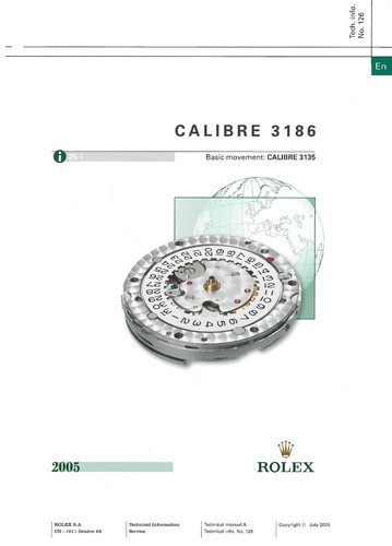 ROLEX Calibro 3186 movimento tecnico servizio INFO BOLLETTINO MANUALE LIBRO  Eng | eBay