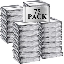 Macarrie 75 Pack Emergency Foil Thermal Blankets - Silver Foil Surv... Fast Ship
