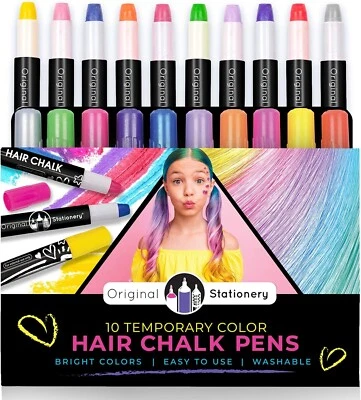 Original Stationery Hair Chalk Pens 10-Piece Temporary Hair Chalk For Kids Girls