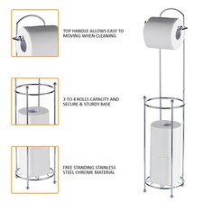 FREE STANDING CHROME TOILET PAPER LOO ROLL STORAGE HOLDER FRAME BATHROOM SHELF