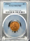 1948-S PCGS MS67 RD RED Lincoln Wheat Back CENT #BT-55