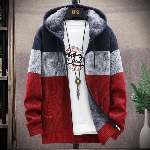 Mens Zip Up Fluffy Lined Hoodie Hoody Coat Winter Warm Jacket Hooded Sweatshir w - Picture 17 of 30
