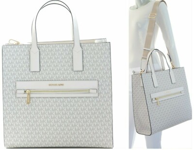Michael Kors Kenly LARGE NS Tote Satchel Shoulder Bag Light Cream Multi $498.00