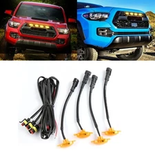 4pcs LED Amber Grille Lights Kit Universal For Ford Truck SUV SVT Raptor Style