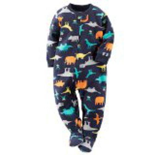 Toddler Boys Fleece Pajama Sleeper, Navy, Dinosaur Print, Size 3T - Bild 1 von 1