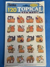 Vintage Eureka Stickers Pumpkin Fall Animals 6 Sheets Paper Magic Read NEW