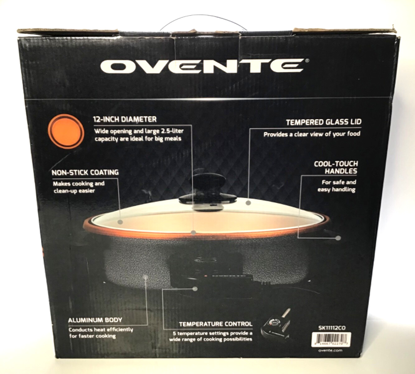 OVENTE; #SK11112CO ELECTRIC SKILLET - WITH TEMPERED GLASS LID - NEW!