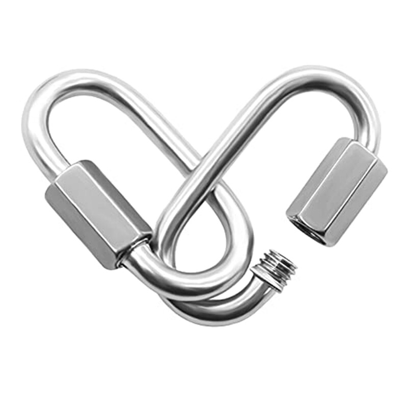 1X(12 Pack Link 5/32 Inch Heavy Duty Carabiner D Shape Chain for