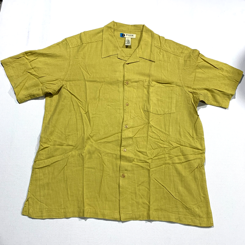 Vintage 90s Fink Clothing Button Up Short Sleeve Shirt Men's XL Yellow Textured