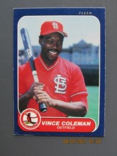 1986 FLEER #31 VINCE COLEMAN ROOKIE NM-MT MINT RC