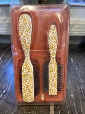 NEW Vintage Goody Floral Hair Brush Set Of 2 Nylon Bristles 1980s NOS White