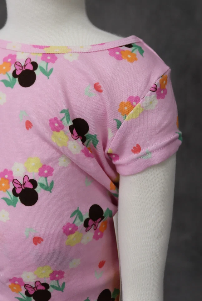 Juego de pijama de princesa Disney 4 piezas ropa de dormir de algodón - Minnie floral rosa/amarillo 3T Foto 4 de 4