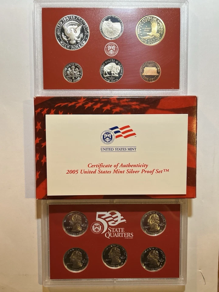 2005-S 90% Silver Proof Set US Mint -11 Coin Set w/ Box and 2005 Mint set - Image 3 of 4
