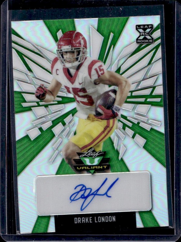 2022 Leaf Valiant Drake London Green Rookie RC Auto Autograph #/40 Trojans