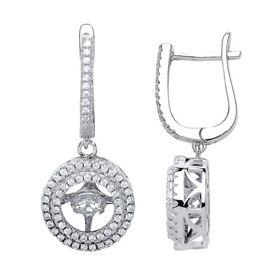 Silver Jewelco London CZ Floating Halo Drop Earrings