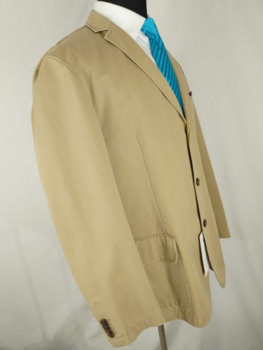 DANIEL CREMIEUX Mens XL 3 Button Beige Cotton Blazer Jacket Sport Coat Khaki Tan - Picture 12 of 16