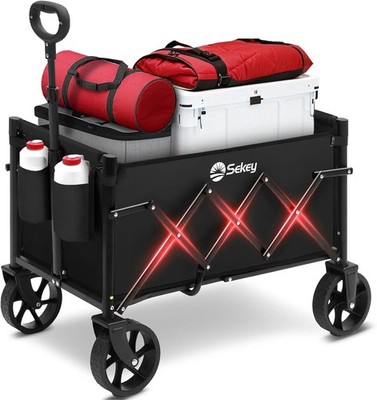 Sekey Foldable Wagon Cart with Large Wheels   Compact Utility Carrier