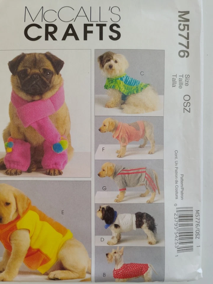 McCall's M5776 5776 Dog Coat Scarf Leg Warmers Pet Clothing Sewing Pattern Cut - Image 2 of 4