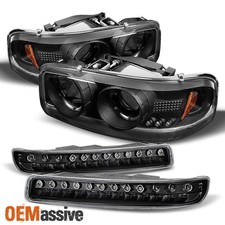 Fits 00-06 Gmc Sierra Yukon Halo Projcetor Headlights Led Bumper Signal Lamps Fits 00-06 Gmc Sierra Yukon Halo Projcetor Headlights Led Bumper Signal Lamps