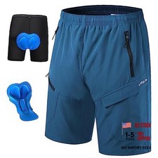 Men's Mountain Bike Shorts 3D Padded Baggy Bicycle Riding Cycling Medium Blue