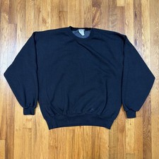 Vintage 90s Jerzees Sweatshirt Mens L Pullover World Class Cotton Blank Black