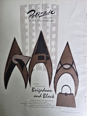 1960 Women's Palizzio Brigadoon and Black Shoes Footwear Vintage fashion art Ad 