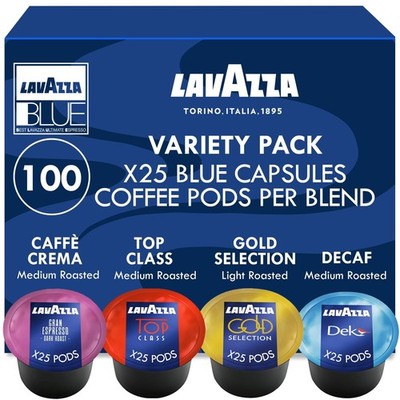 Blue Coffee Capsules Variety Pack   100 Count   Includes Decaf Dek, Gran Espr...