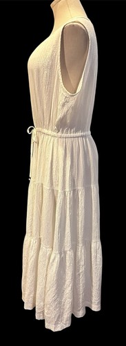 Calvin Klein Midi ALine Dress Size 12 Tiered Bohemian White NWOT - Picture 3 of 6