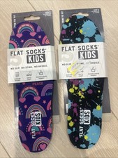 Lot Of 2 Pairs Flat Socks Kids Trim to fit insoles, No Slip, No Stink, No Hassle