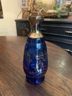 Vintage Vecchia Murano Venetian Cobalt Blue Glass Vase w/24K Gold Trim 8”Tall