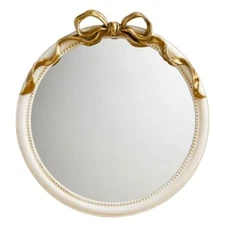 24-Inch Gold Bow Resin Mirror – Perfect Decorative Accent for Nursery and 
