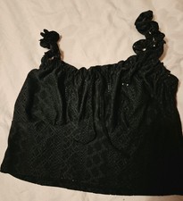 Damen Trägershirt Camisole Schwarz Spitze ä...