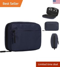 Durable Small Travel Pouch for Electronics - Navy Nylon Organizer with Straps